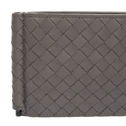 Pre Owned Bottega Veneta Grey Intrecciato Leather Bill Clip Wallet