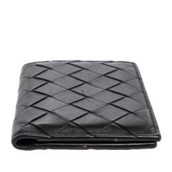 Pre Owned Bottega Veneta Black Intrecciato Leather Bifold Card Case