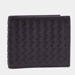 Pre Owned Bottega Veneta Dark Brown Intrecciato Leather Bifold Wallet
