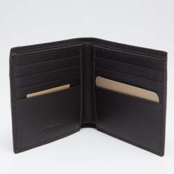 Pre Owned Bottega Veneta Dark Brown Intrecciato Leather Bifold Wallet