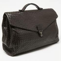 Pre Owned Bottega Veneta Brown Intrecciato Leather Briefcase