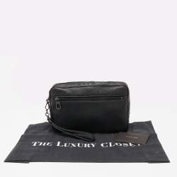Bottega Veneta Black Intrecciato Leather Wristlet Pouch