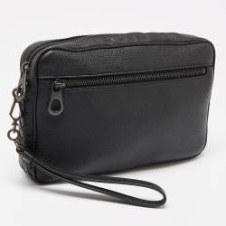 Bottega Veneta Black Intrecciato Leather Wristlet Pouch