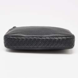 Bottega Veneta Black Intrecciato Leather Wristlet Pouch