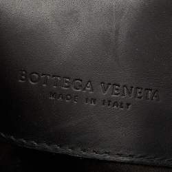 Pre Owned Bottega Veneta Black Intrecciato Leather Envelope Flap Briefcase