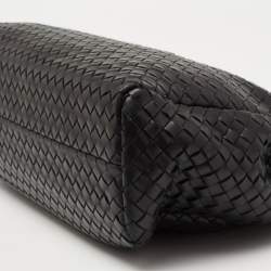 Pre Owned Bottega Veneta Black Intrecciato Leather Envelope Flap Briefcase