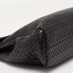 Pre Owned Bottega Veneta Black Intrecciato Leather Envelope Flap Briefcase