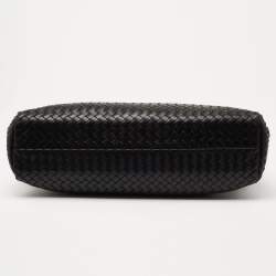 Pre Owned Bottega Veneta Black Intrecciato Leather Envelope Flap Briefcase