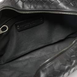 Pre Owned Bottega Veneta Black Intrecciato Leather Wash Pouch Bag