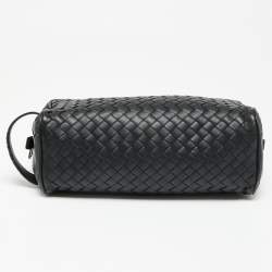 Pre Owned Bottega Veneta Black Intrecciato Leather Wash Pouch Bag
