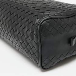 Pre Owned Bottega Veneta Black Intrecciato Leather Wash Pouch Bag
