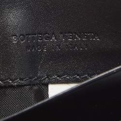 Pre Owned Bottega Veneta Black Intrecciato Leather Card Holder