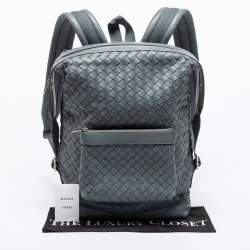 Pre Owned Bottega Veneta Grey Intrecciato Leather Classic Backpack