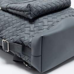 Pre Owned Bottega Veneta Grey Intrecciato Leather Classic Backpack