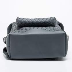 Pre Owned Bottega Veneta Grey Intrecciato Leather Classic Backpack