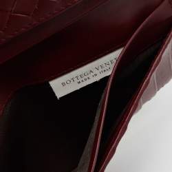 Bottega Veneta Burgundy Intrecciato Leather Flap Continental Wallet