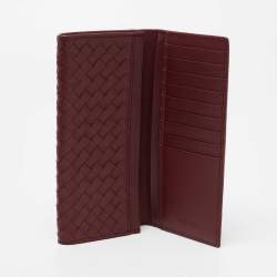 Bottega Veneta Burgundy Intrecciato Leather Flap Continental Wallet