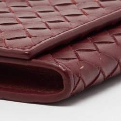 Bottega Veneta Burgundy Intrecciato Leather Flap Continental Wallet