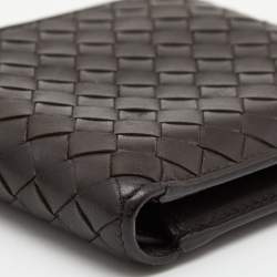 Pre Owned Bottega Veneta Brown Intrecciato Leather Bifold Wallet