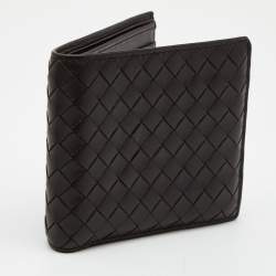 Pre Owned Bottega Veneta Brown Intrecciato Leather Bifold Wallet