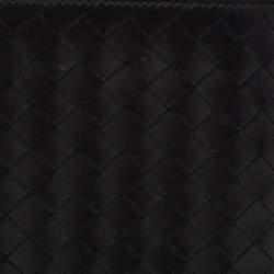 Pre Owned Bottega Veneta Black Intreciatto Leather Bifold Compact Wallet