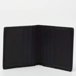 Pre Owned Bottega Veneta Black Intreciatto Leather Bifold Compact Wallet