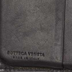 Pre Owned Bottega Veneta Black Intreciatto Leather Bifold Compact Wallet