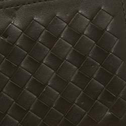 Pre Owned Bottega Veneta Olive Green Intrecciato Leather Bifold Wallet