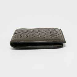 Pre Owned Bottega Veneta Olive Green Intrecciato Leather Bifold Wallet