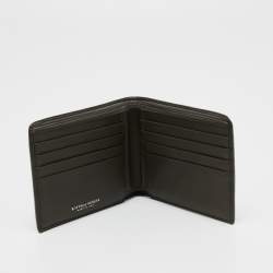 Pre Owned Bottega Veneta Olive Green Intrecciato Leather Bifold Wallet