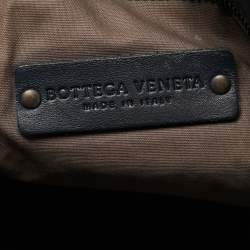 Pre Owned Bottega Veneta Navy Blue Intrecciato Leather Messenger Bag