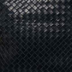 Pre Owned Bottega Veneta Navy Blue Intrecciato Leather Messenger Bag