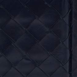Pre Owned Bottega Veneta Navy Blue Intrecciato Leather Money Clip Bifold Wallet