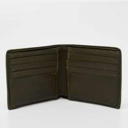 Pre Owned Bottega Veneta Olive Green Intrecciato Leather Bifold Wallet