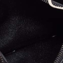 Pre Owned Bottega Veneta Black/Off White Intrecciato Leather Zip Card Case