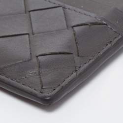 Pre Owned Bottega Veneta Grey Intrecciato Leather Card Holder