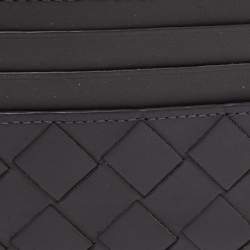 Pre Owned Bottega Veneta Grey Intrecciato Leather Card Holder