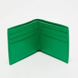 Pre Owned Bottega Veneta Green Intrecciato Leather Cassette Bifold Wallet