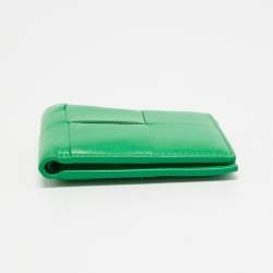 Pre Owned Bottega Veneta Green Intrecciato Leather Cassette Bifold Wallet