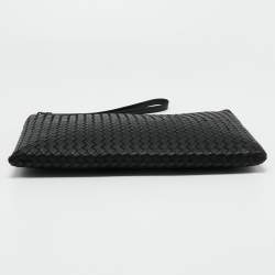 Bottega Veneta Black Intrecciato Leather Wristlet Clutch