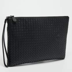 Bottega Veneta Black Intrecciato Leather Wristlet Clutch