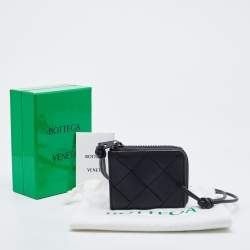 Pre Owned Bottega Veneta Black Leather Zip Coin Purse