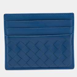 Bottega Veneta Blue Intrecciato Leather Card Holder