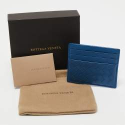 Bottega Veneta Blue Intrecciato Leather Card Holder