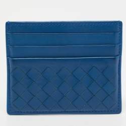 Bottega Veneta Blue Intrecciato Leather Card Holder