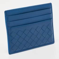 Bottega Veneta Blue Intrecciato Leather Card Holder