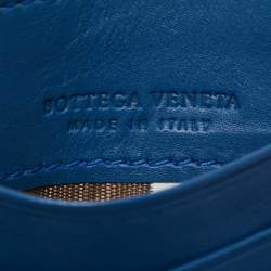 Bottega Veneta Blue Intrecciato Leather Card Holder