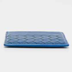 Bottega Veneta Blue Intrecciato Leather Card Holder