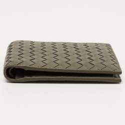 Pre Owned Bottega Veneta Olive Green Intrecciato Leather Bifold Wallet