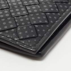 Pre Owned Bottega Veneta Dark Grey Printed Intrecciato Leather Bifold Card Case 